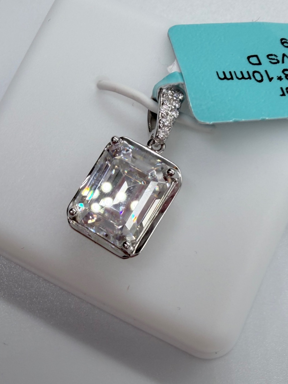 NWT Sterling Silver Emerald-Cut Moussenite Pendant - Picture 3 of 5